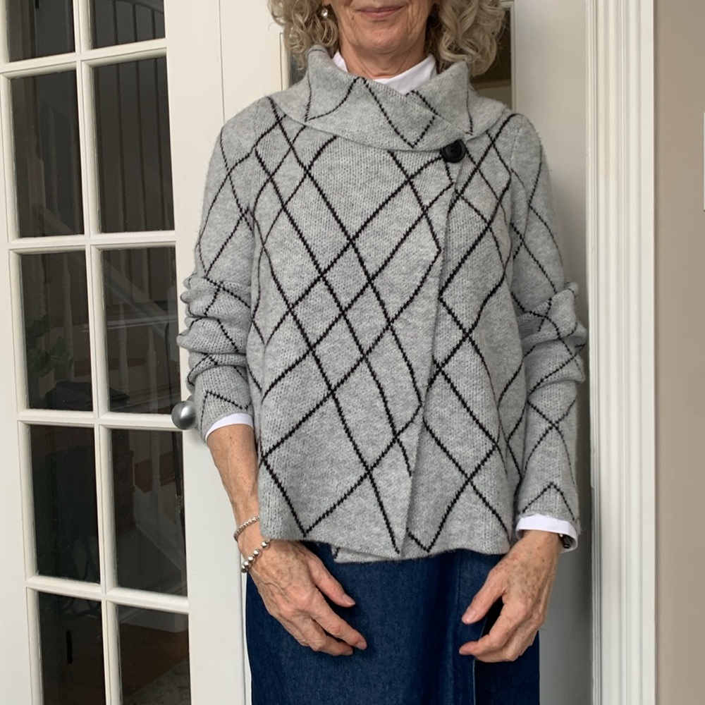 Loose fitting sweater.